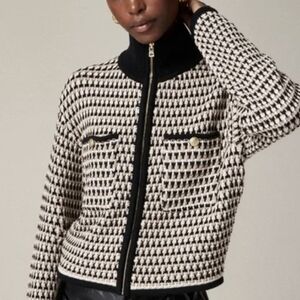 J.Crew Jacquard Sweatet Jacket Size Small 100% Cotton Fall 2024